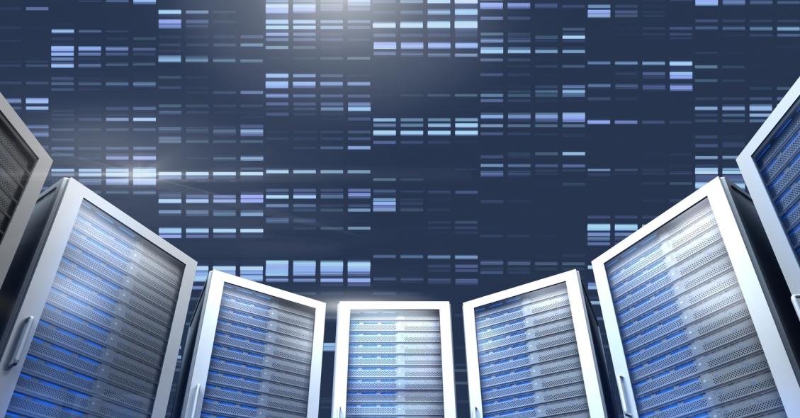 A digital illustration of web hosting servers and data packets.