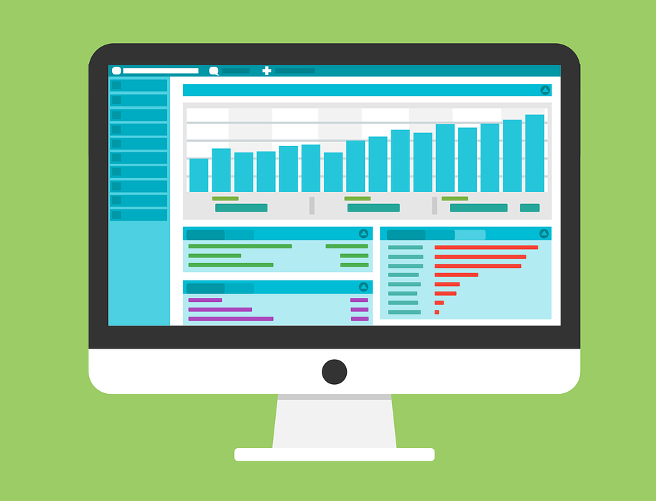 An illustration of a computer screen with website analytics